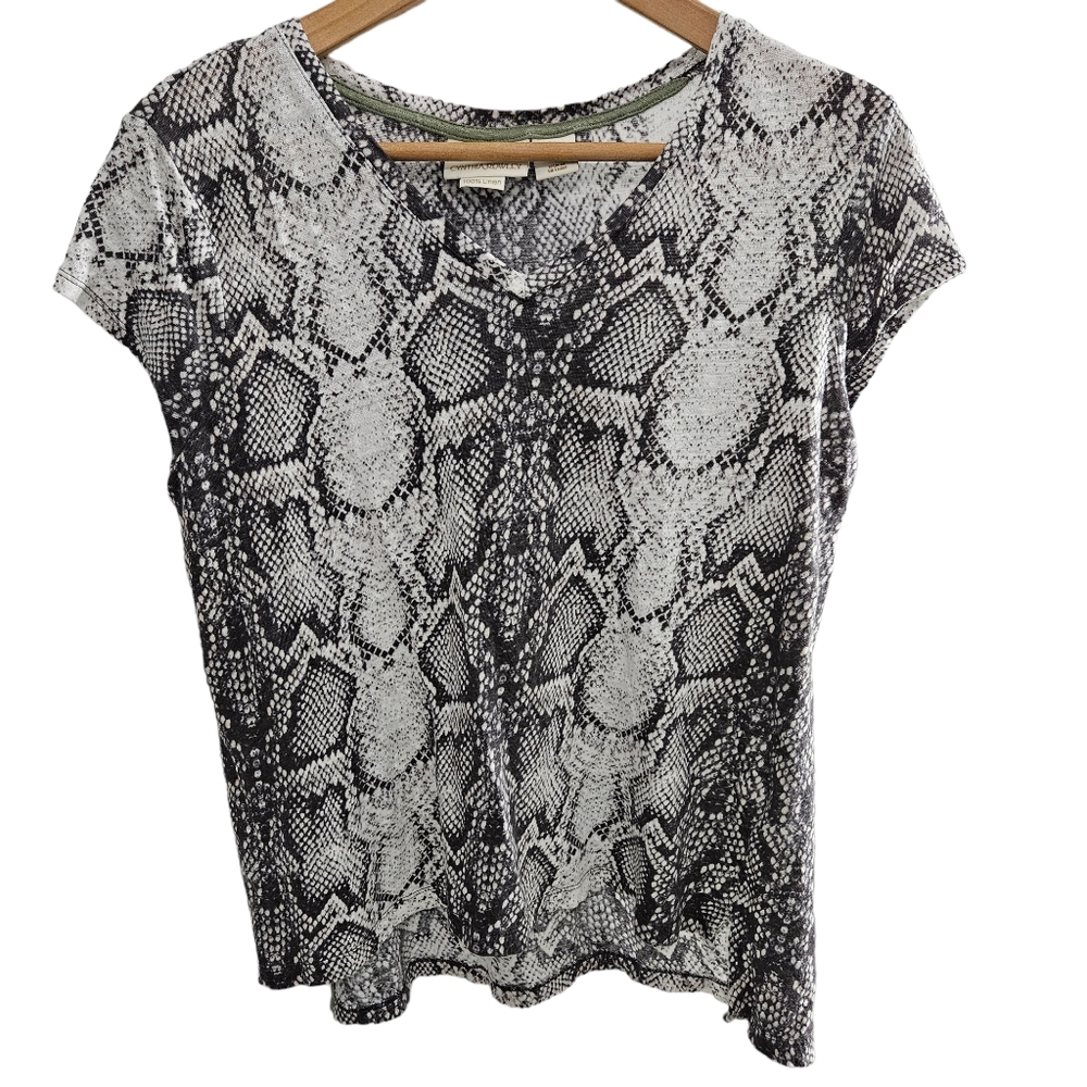 Cynthia Rowley 100% Linen Snake Skin Short Sleeve Top